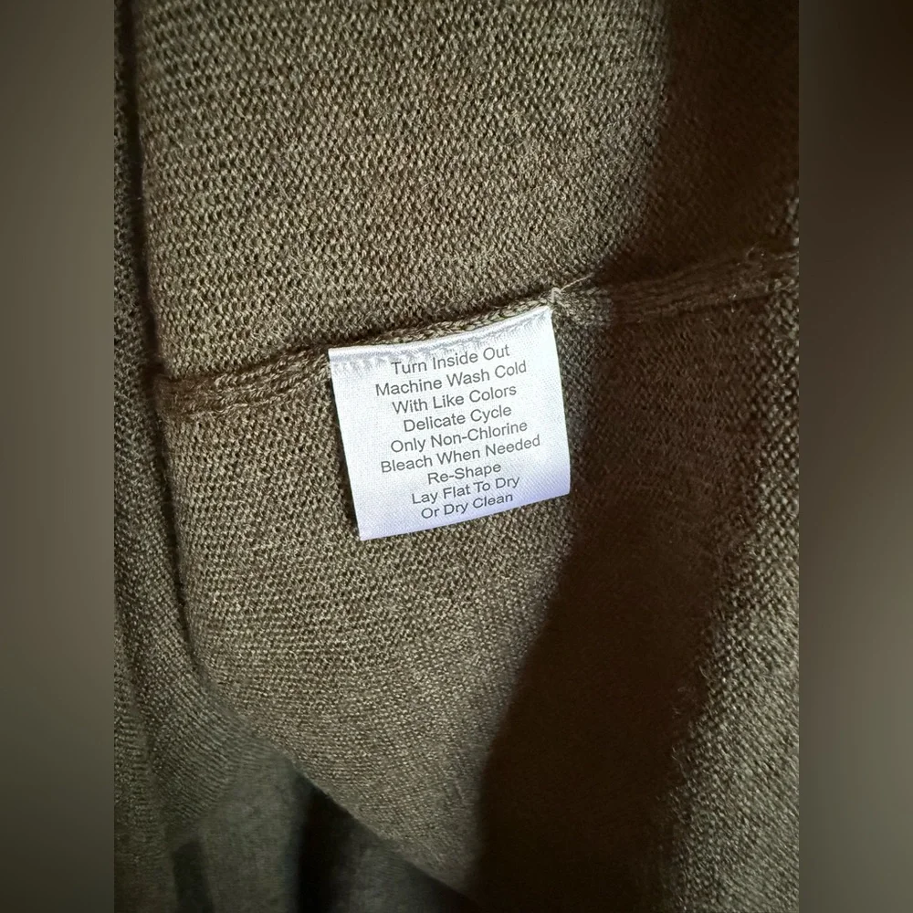 L/Merino wool 💯 NWOT  JOSEPH ABBOUD Men's Olive Green Half-Zip Sweater - Picture 8 of 12